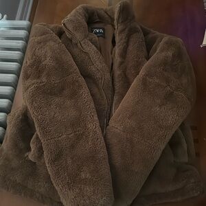 Zara Brown Teddy Jacket